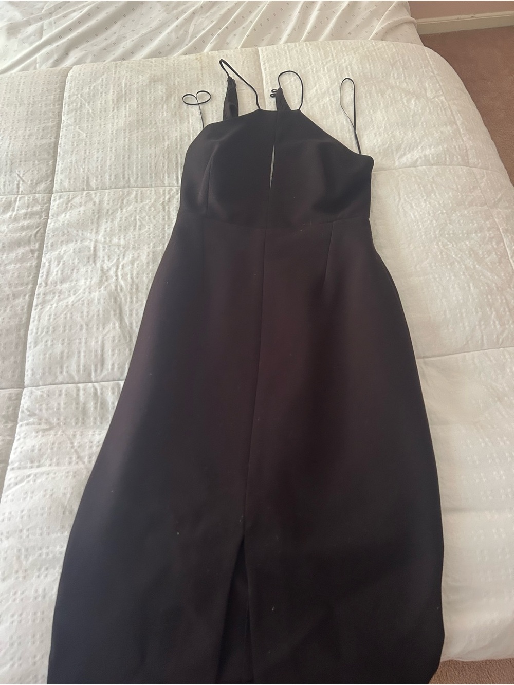 NICHOLAS Black Midi Dress with Spaghetti Straps